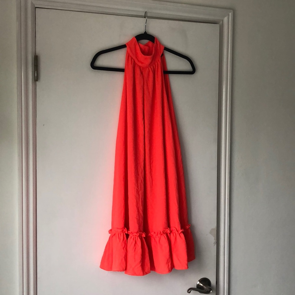 Brand New Vici Collection Brighter Days Halter Dress- bright coral